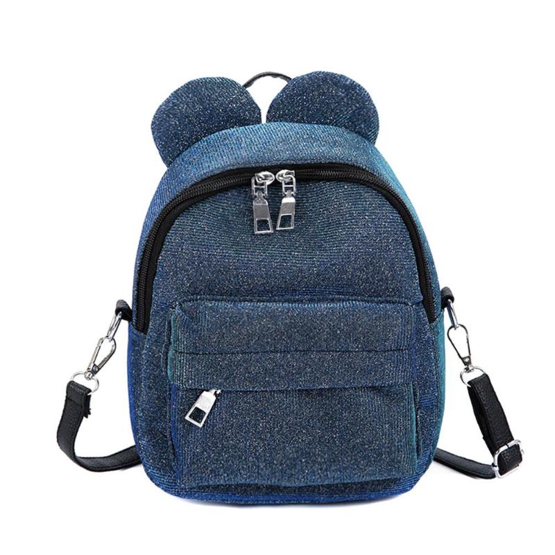 Vrouwen Vrouwelijke Eenvoudige Shining Rugzakken Tiener Meisjes Schooltassen Schoudertas Multipurpose Travel Rugzakken Rits Crossbody Tas: Dark Blue