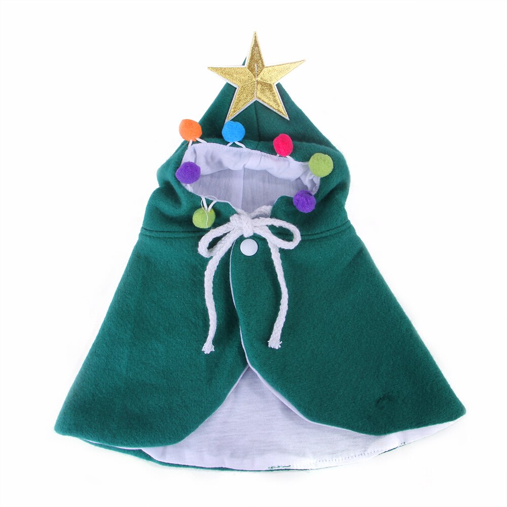 Kat Mantel Kerst Ster Fuzz Bal Huisdieren Kleding Kapmantel Voor Katten Honden Huisdieren Decoratie: M / green