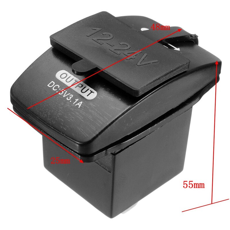 Universal Motorcycle Dual USB Car Cigarette Lighter Socket Charger Power Adapter Splitter 12V 1A 2.1A Waterproof