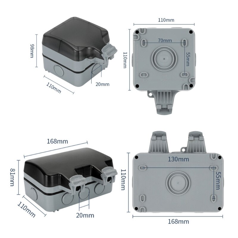 UK/EU Plug Electrical Wall Socket Outdoor Waterproof Dust-proof Power Outlet