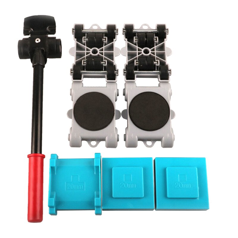 Mover objetos pesados de plástico portátil, móvil, , Kit de herramientas para Mover muebles pesados, 8 unids/set: Green 8 pieces