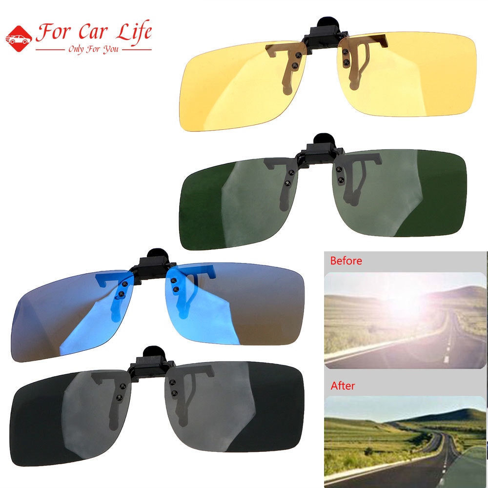 Car Driver Goggles Anti-UVA UVB Polarized Sun Glasses Driving Night Vision Lens Clip On Sunglasses Interior Accessories