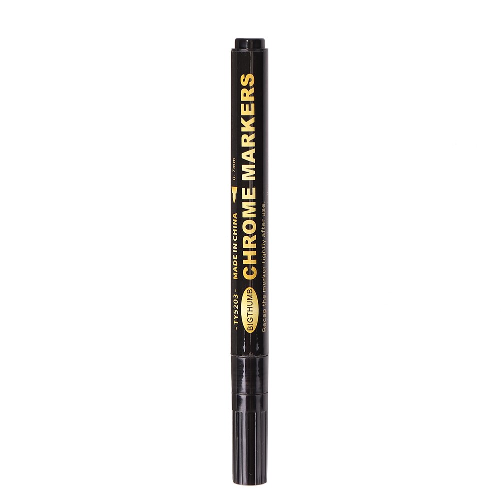 Rotulador de espejo para manualidades, acabado cromado metálico con rotulador, resistente a los rayos UV y al agua, para garabatos: 1mm Gold