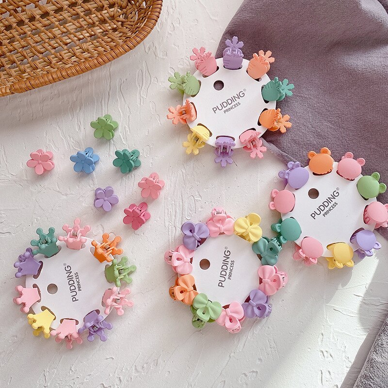 10PCS/Set Girls Cartoon Colorful Flower Mini Hair Claws Kids Sweet Hairpins Children Hair Accessories Cute Hair Clip