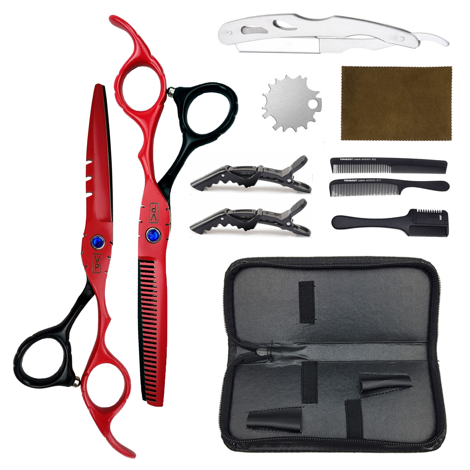 Kappers Schaar Professionele Kappers Schaar Set 6 Inch Kappersscharen Japan 440C Kappers Schaar: Hairdressing set 17
