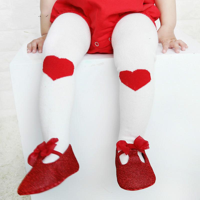 Forår og efterår stil børn pige bomuld rød hjerte leggings spædbørn baby dreng og pige patyhose: Ka1215 røde / Xs 0-2t