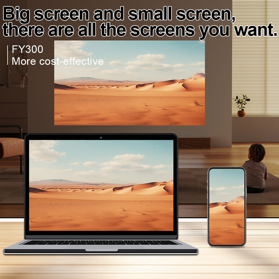 KaiAqua Mini Portable Projector FY300 4K Dual Wifi 260 ANSI Allwinner BT 5.0 1080P 1280*720P Home Cinema Outdoor Projetors