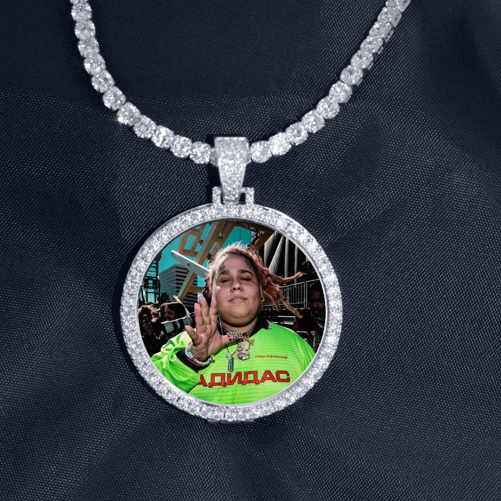 Custom Made Foto Medaglioni Pendente Della Collana 4 millimetri Tennis Catena Color Oro Argento Iced Out Cubic Zircon Degli Uomini Hip hop regalo dei monili