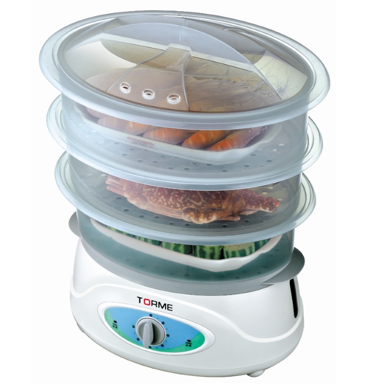 Electric Steam Cooker with Timer, Steam Egg Fish Vegetables 10L Capacity 3 Tiers 1200W