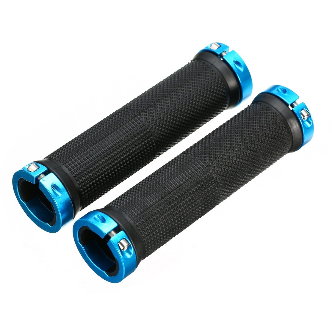 Fiets handvatten 1 paar gripshift mtb fiets stuurhoes handvatten lock-on fixed gear rubber fiets stuur accessoires: Blauw