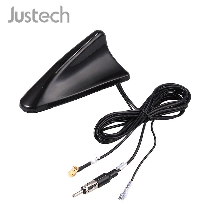 Justech FM Dachantenne Antenne Shark Aktiv SMB Kupplung DIN Stecker 5m For Sony Pioneer Kenwood DAB Radio Signal Aerials