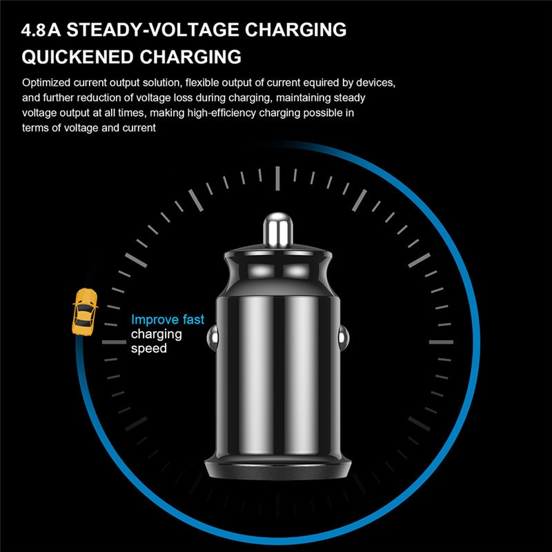 USLION 5A Quick Charge USB Car Charger For iPhone Xiaomi Huawei Samsung Auto Charging Fast Mini Car Mobile Phone Charger