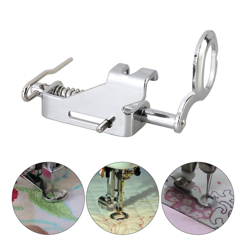 Pieds de pied pressoir en métal | Portable, Free Motion, pour Machines à coudre domestiques (argent)
