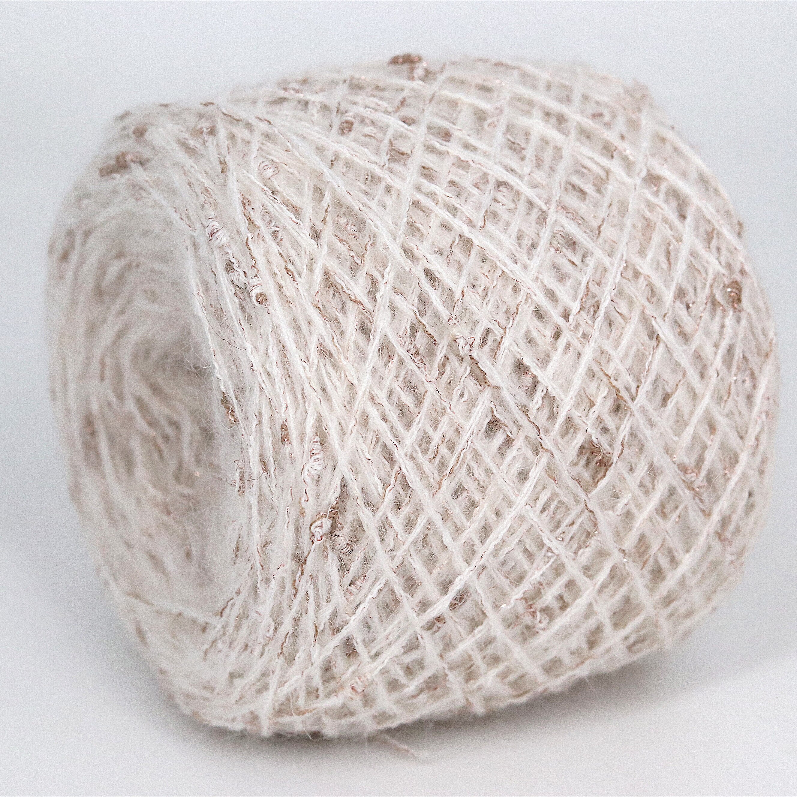50G Metallic Fancy Knoop Mohair Garen Вязание Пряжа Wol Draad Anti-Pilling Voor Haken Sjaal Trui: beige white