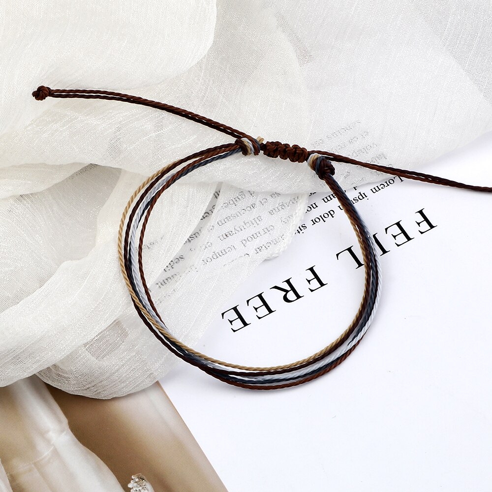 Pulsera trenzada con línea de cera de colores para hombre y mujer, brazalete ajustable, de joyería para amigos, Pulsera de pareja, 13 estilos