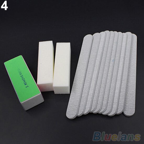 13 stuks/set nagelkunst schuurvijlen bufferblok acryl uv gel manicure gereedschap nagelvijl polijsten slijpen pedicure gereedschap kits: Grijsrechtenagelvijl