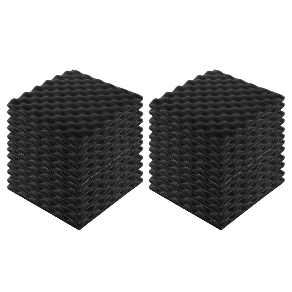 24pcs Acoustic Foams Soundproof Foam Panels for Recording Video Room Sound Noise Insulation Absorption Sponge Wall Deadening: black