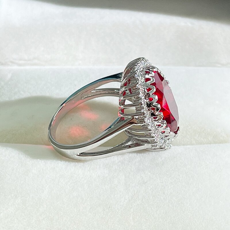 Cellacity Ruby Ring Voor Charm Lady Met Ovale Vorm Edelstenen Zilveren 925 Sieraden Wedding Party Maat 6-10