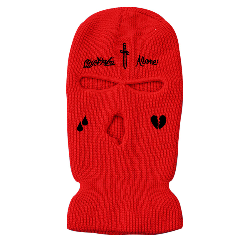 Gorro de pasamontañas con cara completa de punto para hombre y mujer, gorro de pasamontañas con bordado divertido para , gorros para montar, invierno,: 11