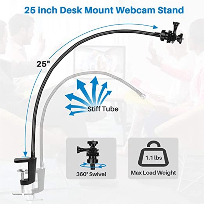 Staffa per fotocamera con morsetto a ganascia da scrivania potenziato supporto flessibile a collo di cigno per Webcam (4 K C925E C922X C922