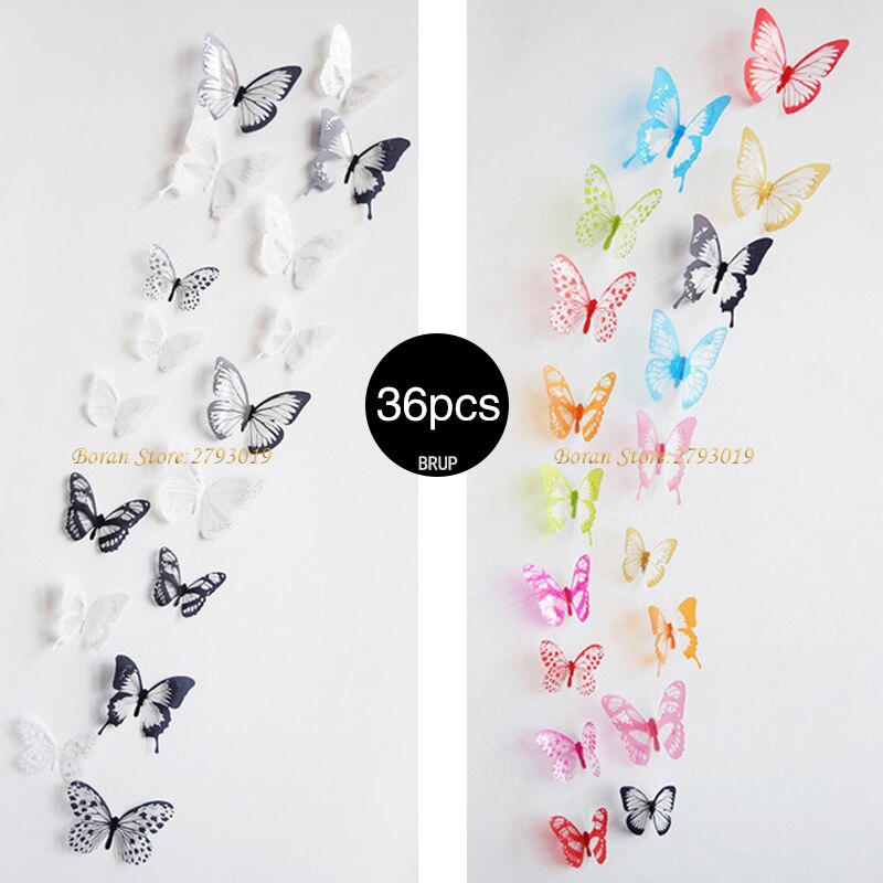 Juego de pegatinas de PVC para pared, adhesivos decorativos impermeables de mariposas en blanco y negro para decoración de bodas y fiestas, artístico, 36 unids/set: 101 and 102