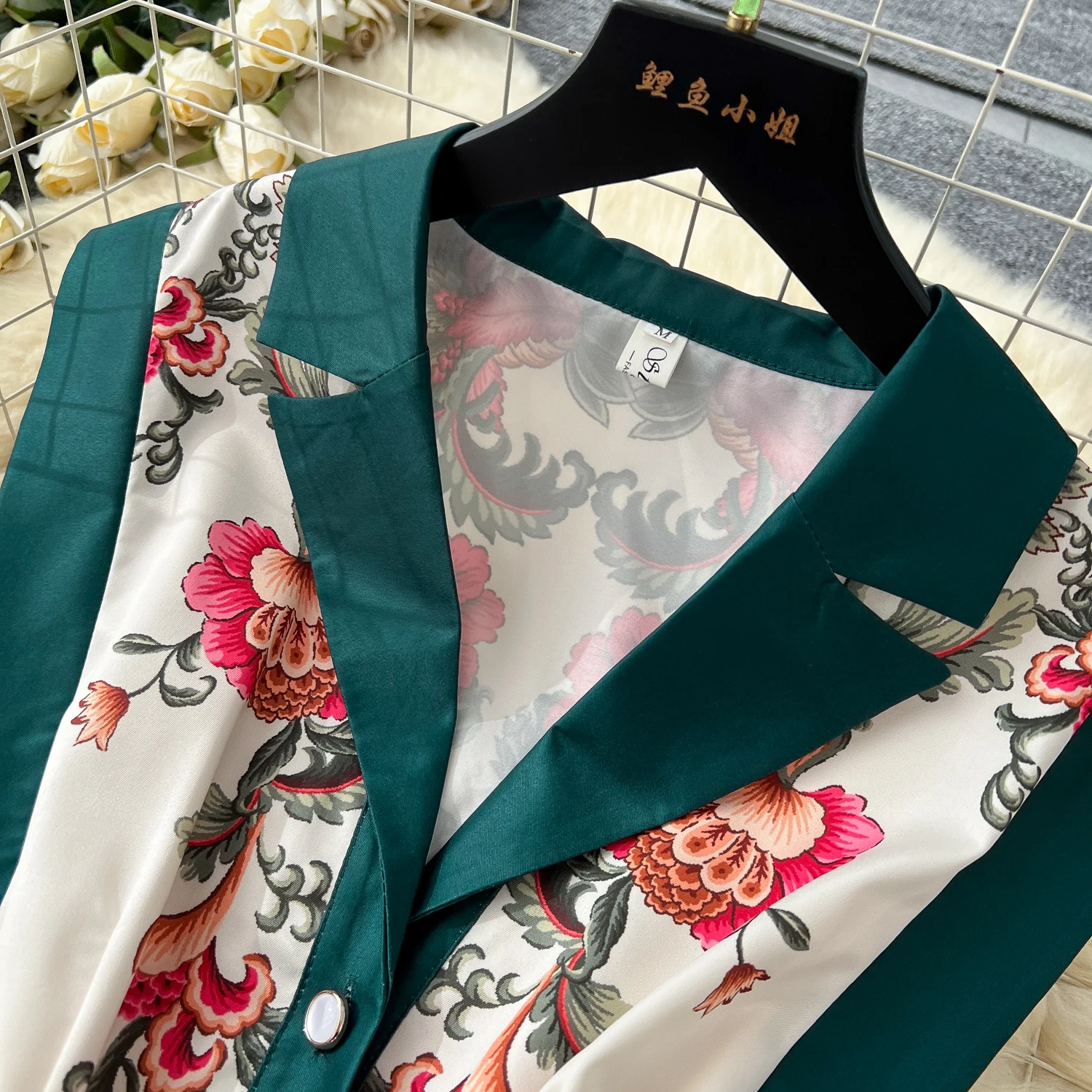 Print Single Breasted Sashes Vintage Notched Collar Sleeveless Slim Long Dresses Evening High Street Clothing