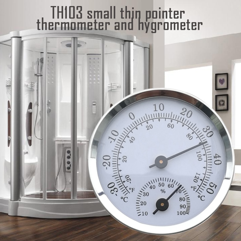 Silver Round Dial Wall Mounted Temperature Humidity Meter For Sauna Room Household Thermometer & Hygrometer