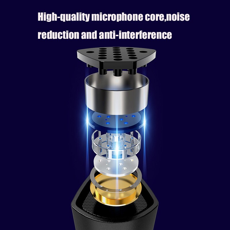 USB Sound Card RGB Microphone Computer With Speaker Headset Jack Free Drive Noise Reduction 360° Rotate HD Receiver