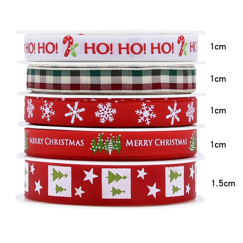 Polyester Weihnachten Thema Druck Band Set Home Textil Handwerk Dekoration Band 5 Meter/Farbe TJ1382