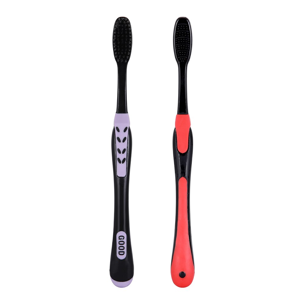 2pcs Toothbrush travel pack Double Ultra Soft Tooth Brush Tongue Cleaner bamboo charcoal bristle Nano eco-friendly Toothbrush