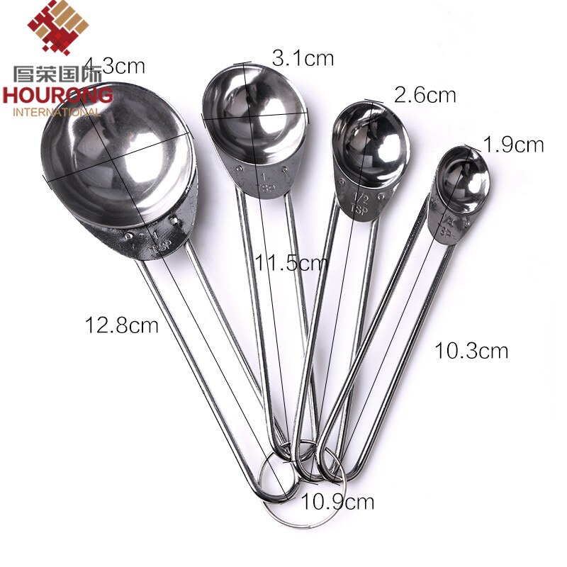 Hourong 4 stuks/set 4 verschillende maten maatbekers lepel beker bakgerei set kit lineaire handgreep meetinstrument keukengereedschap