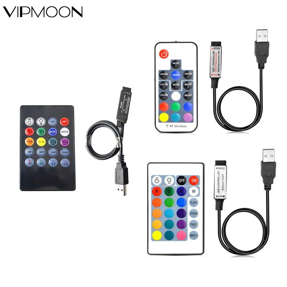 5-24V USB LED Lights Controller IR RF Remote RGB Controller 17-24 Key Music LED Controller nastro luminoso indirizzabile