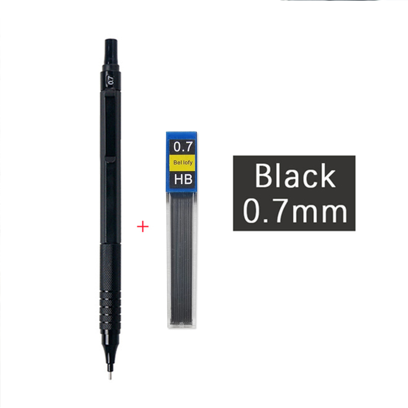Hochwertiges Druckbleistift-einstellen aus Metall mit Minenminen, Zeichnung, automatischer Bleistift, 0,3, 0,5, 0,7, 2,0 mm, Bleistift für Kunstbedarf: Lila