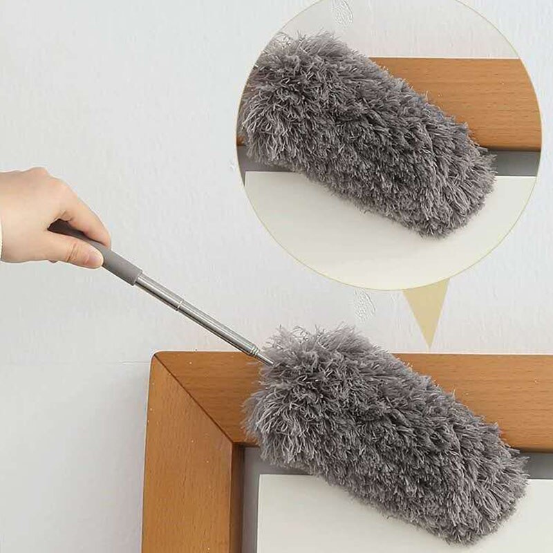 1x Long Handle Dusting Cleaning Brush Telescopic Extendable Feather Duster Bending Duster Brush Vent Detailing Removal Household