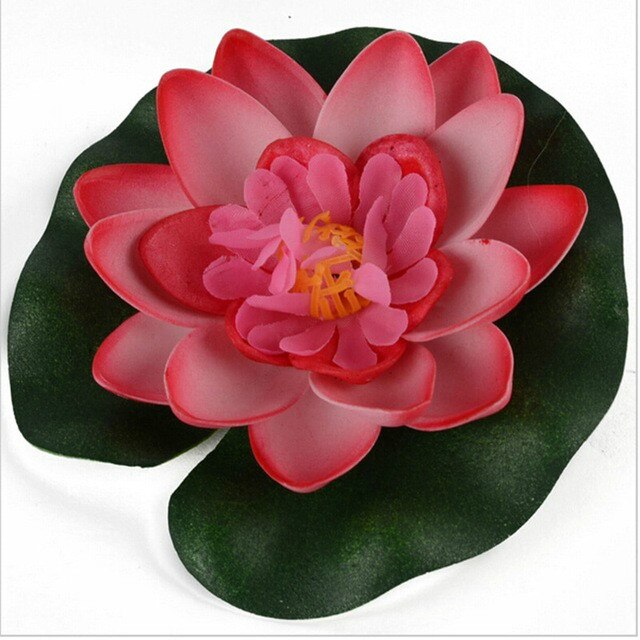 Suef 1 stk kunstig lotus vandlilje flydende blomsterdam tank plante ornament 10cm hjem haven dam dekoration@ 2: E 1 stk