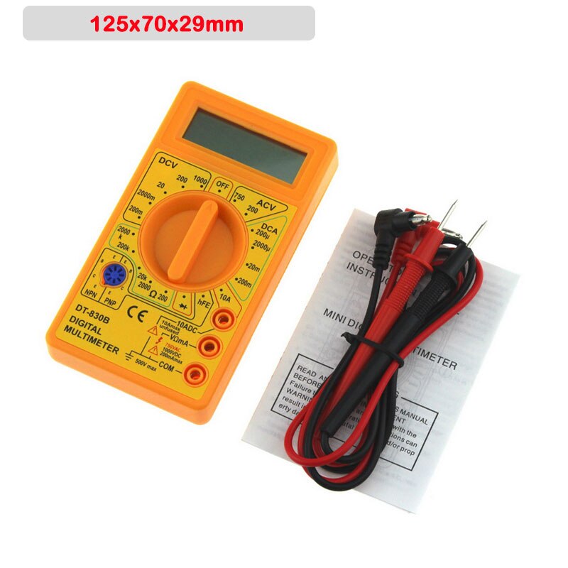 DT830 Digital Multimeter Voltmeter Ammeter Ohmmeter DC10V~1000V 10A AC 750V Current Tester Test LCD Display: G249167