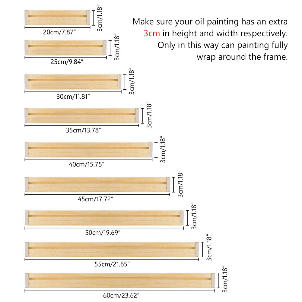 Stretcher Bar Canvas Frame Kit DIY Sturdy Wood Bar Stretcher Strip Frame For Oil Painting Wall Art Gallery Wall Art