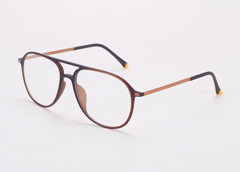 Gafas ópticas graduadas para miopía, lentes de acero al carbono y tungsteno ultraligeros para hombres y mujeres: Brown