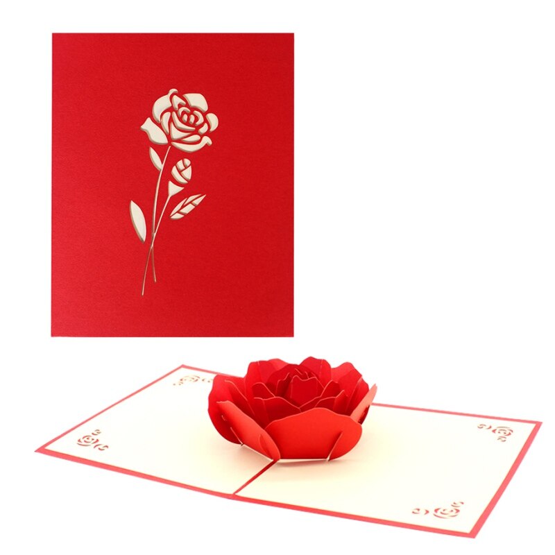 3D Greeting Cards Fantastic Flower Handmade Nature Love with Bunch of Roses Happy Birthday With Flower Year