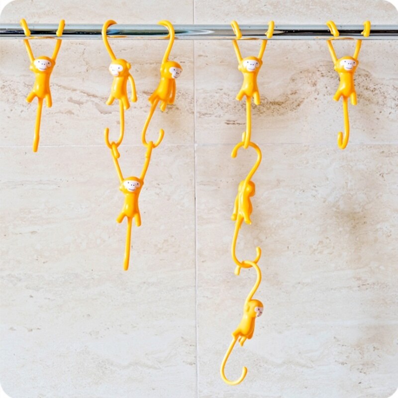 Ganchos de monos creativos de dibujos animados para gabinetes de cocina ganchos en forma de S decoración colgadores de baño organización de accesorios para el hogar