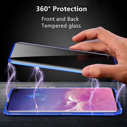 Privacy Magnetic Case For Samsung Galaxy A50 A70 Note 10 8 9 S8 S9 S10 Plus Metal Adsorption Double Sided Tempered Glass Covers