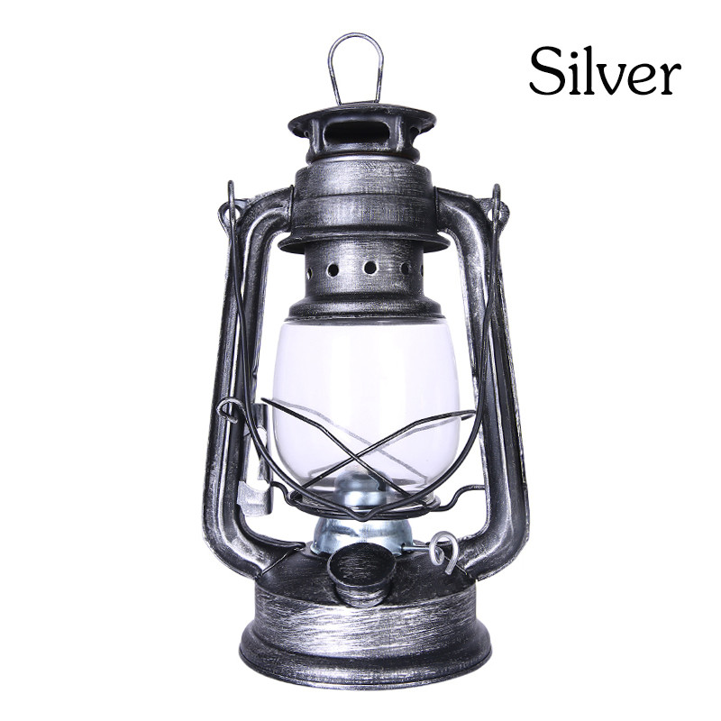 Lampe Kerosene rétro classique de 25cm, 6 couleurs, 235, lanterne à intensité réglable, mèche, lumières portables, ornement: NEW Silver  Hight 25