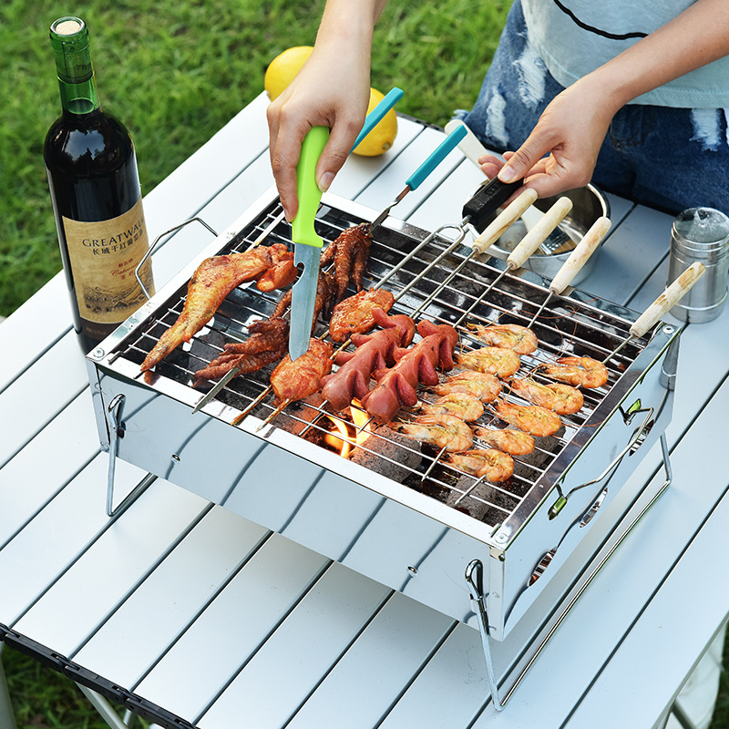 Direct Verdikte Rvs Barbecue Grill Outdoor Folding Barbecue Grill Houtskool Bbq Barbecue Grill Bbq Draagbare Grill