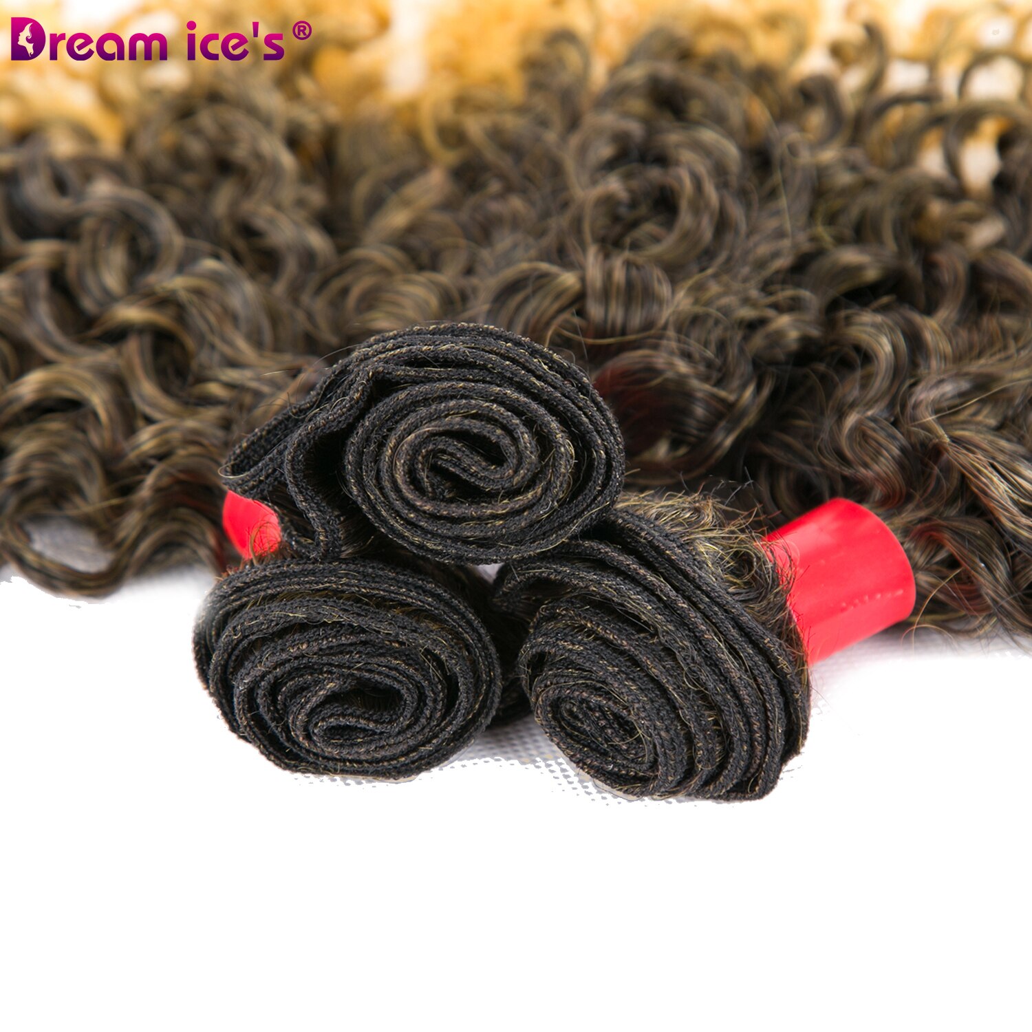 Extensiones de Cabello sintético dorado degradado, afro, tissage, sintético, corto, rizado, Dream ice's