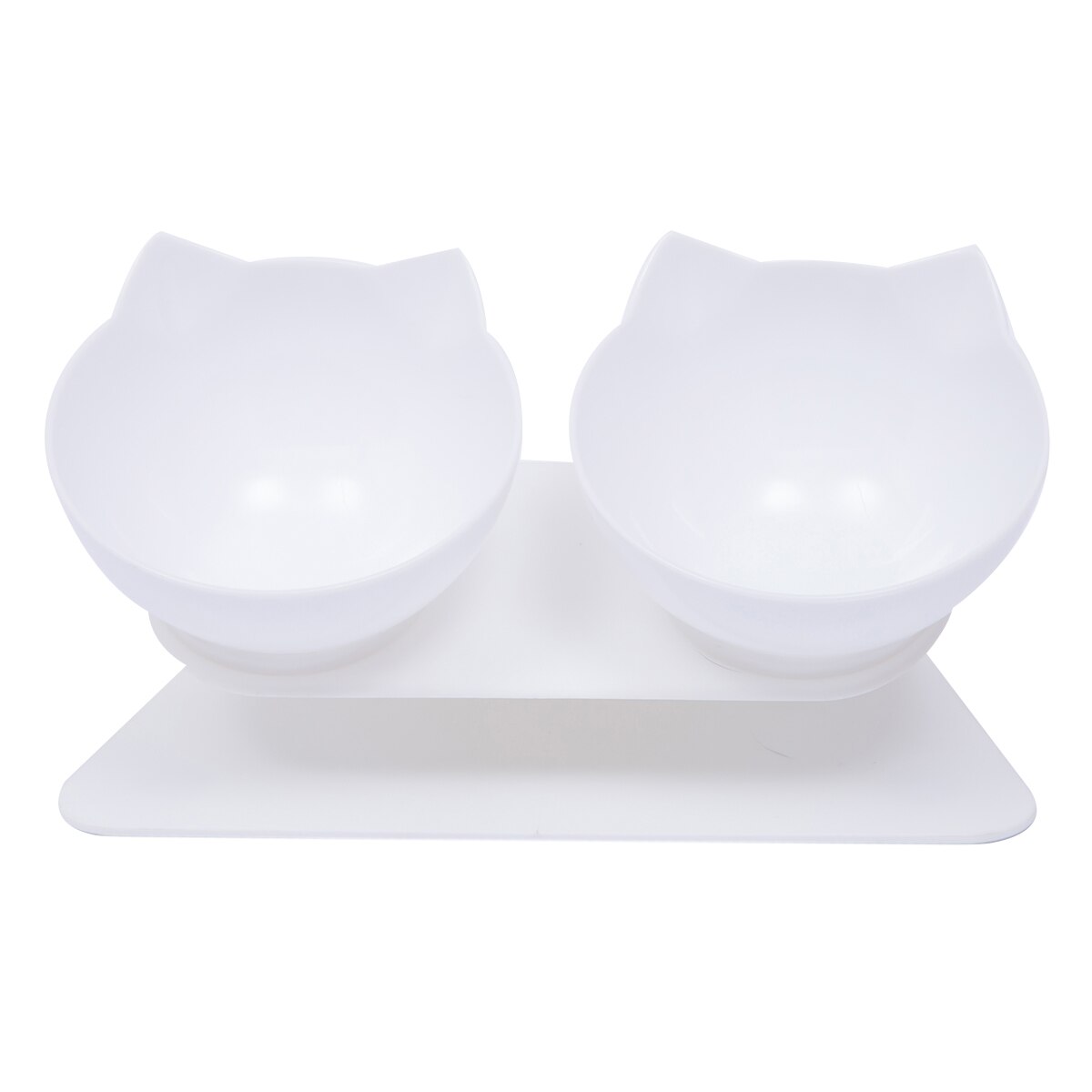 Brand Cat Non-Slip Double Food Bowl with 15° Slant Support Cute Cat-Shaped Bowl with Cervical Protection: D