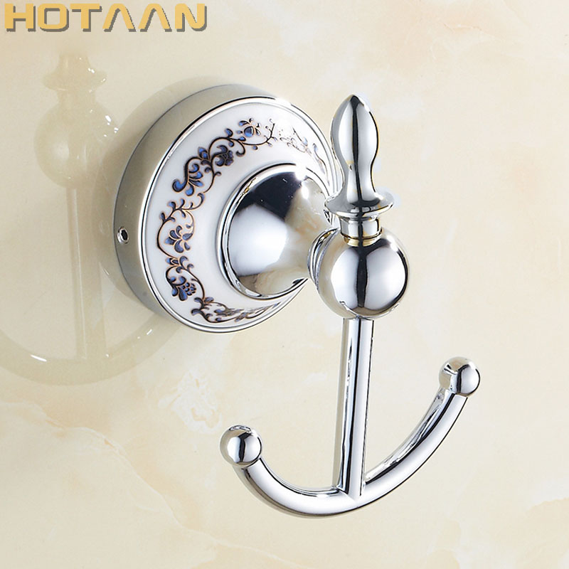 . Robe Hook, Kledinghaak, zink- en keramische constructie met verchroomde afwerking, Badkamerhaak Badkameraccessoires YT11802