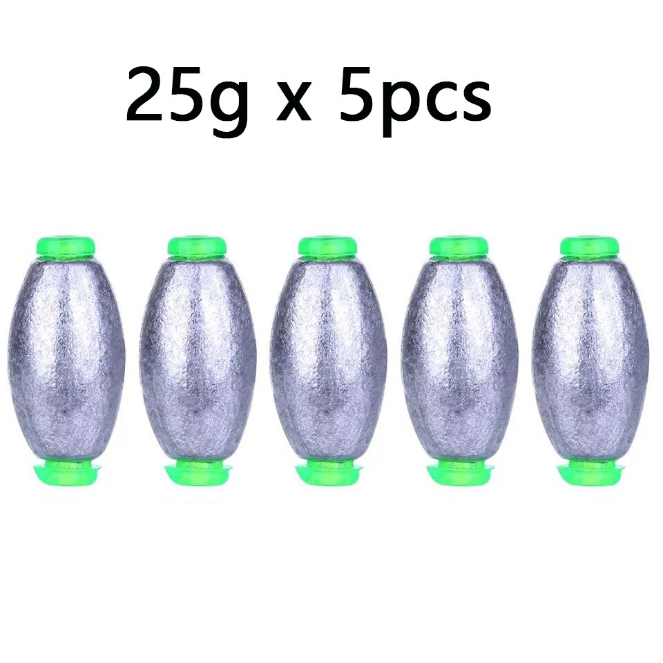 Pesas de pesca de 2g-30g, accesorios de pesca de carpa, 5/10 piezas: 5pcs 25g