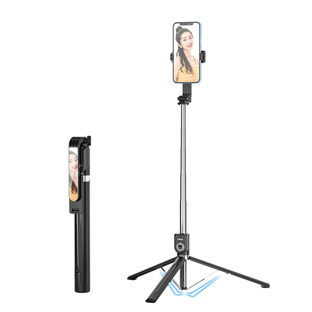 1.7m jatkettavaa live-jalustaa selfiekeppituki led-rengas kaksoisvalopeiliteline 4 in 1 puhelinteline android- ja ios-matkapuhelimelle: Sininen