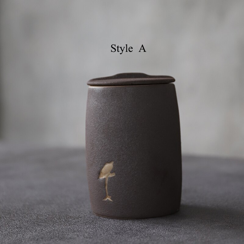 Luwu czarne ceramiczne puszki na herbatę, porcelanowe słoiki i pojemniki na herbatę, przechowywanie herbaty lub żywności: Styl a