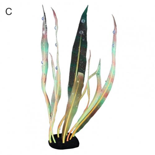Simulação de silicone para aquário, planta marinha fluorescente de algas marinhas, enfeite colorido para aquário, decoração de aquário: C